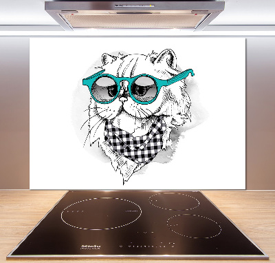 Salpicadero de cocina Gato con gafas