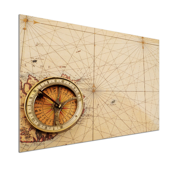 Panel de pared de cocina Brújula en el mapa