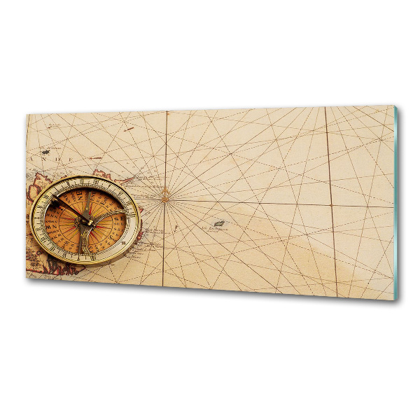 Panel de pared de cocina Brújula en el mapa