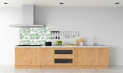 Panel de pared de cocina hojas verdes