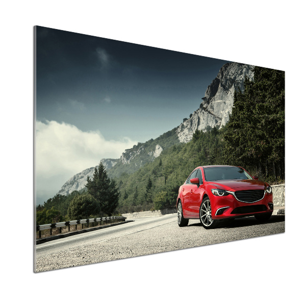 Panel de pared de cocina Coche en las montañas