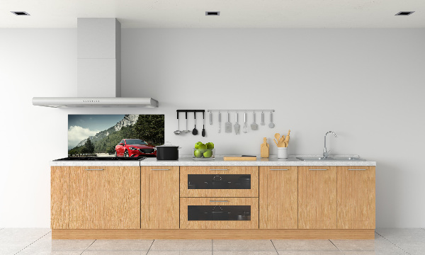 Panel de pared de cocina Coche en las montañas