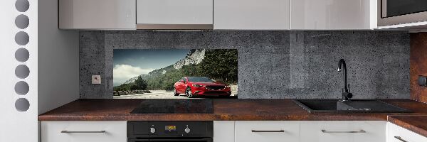 Panel de pared de cocina Coche en las montañas