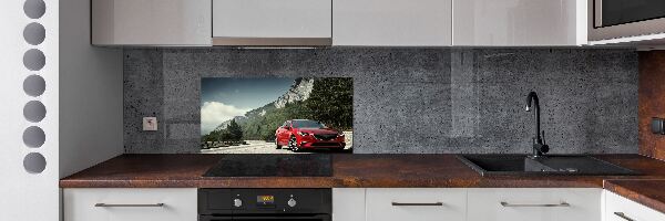 Panel de pared de cocina Coche en las montañas