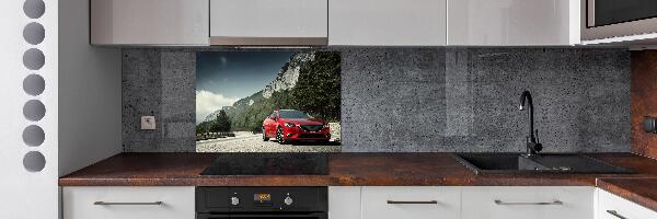 Panel de pared de cocina Coche en las montañas