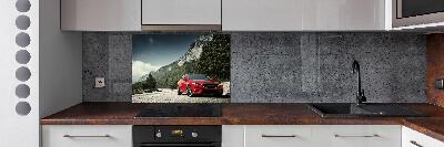 Panel de pared de cocina Coche en las montañas