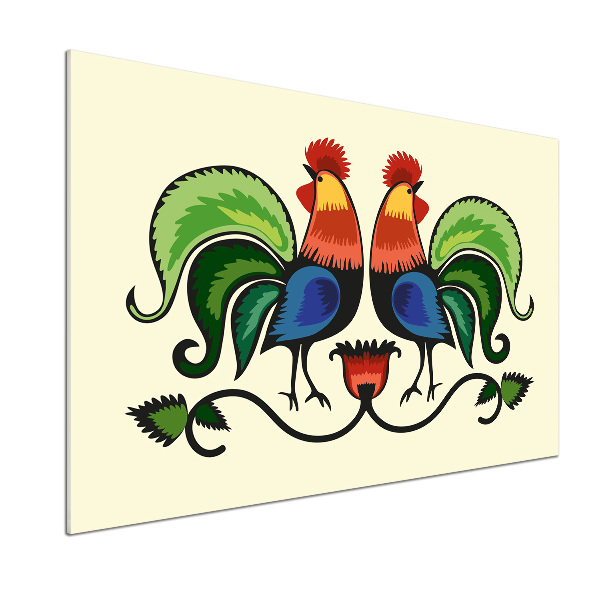 Panel do kuchni Koguty wzór ludowy