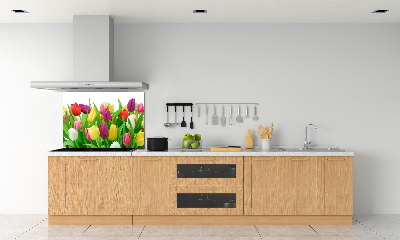 Panel para cocina tulipanes coloridos