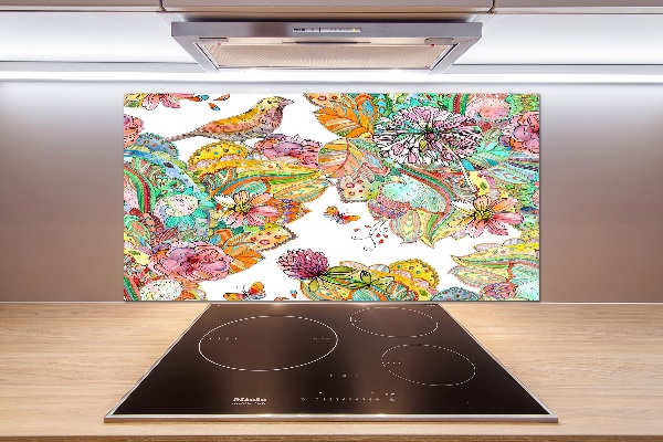 Panel de pared de cocina Pájaro y adornos