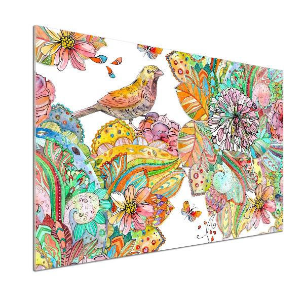 Panel de pared de cocina Pájaro y adornos