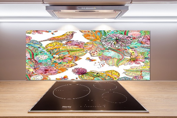 Panel de pared de cocina Pájaro y adornos