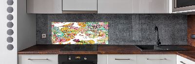 Panel de pared de cocina Pájaro y adornos