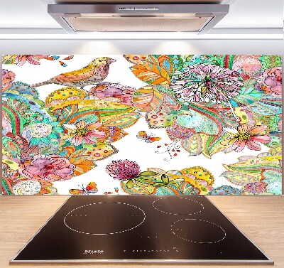 Panel de pared de cocina Pájaro y adornos