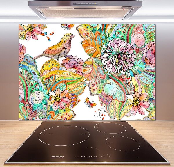 Panel de pared de cocina Pájaro y adornos