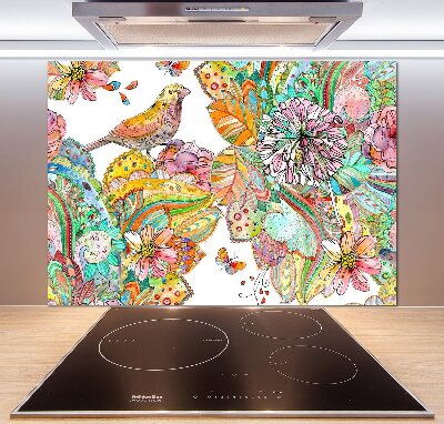 Panel de pared de cocina Pájaro y adornos