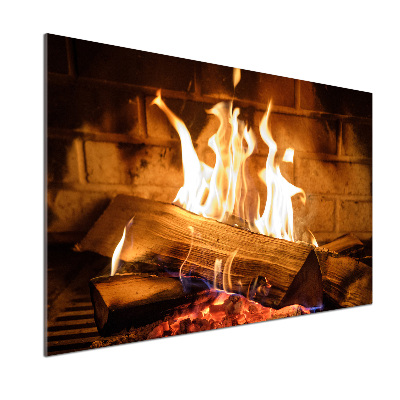 Panel para cocina Madera en la chimenea