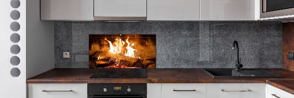 Panel para cocina Madera en la chimenea