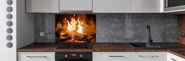 Panel para cocina Madera en la chimenea
