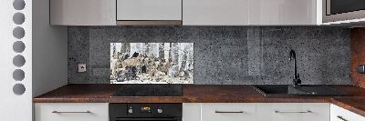 Salpicadero para cocina Lobos en invierno