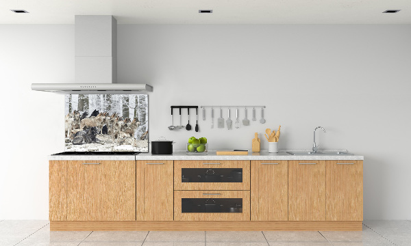 Salpicadero para cocina Lobos en invierno