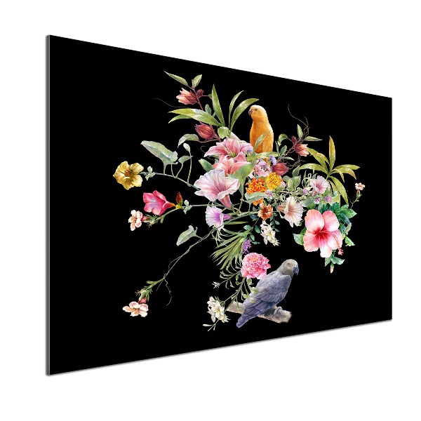 Panel antisalpicaduras Flores y pájaros