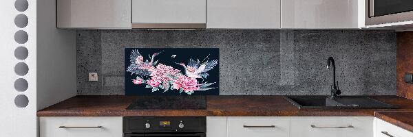 Panel para cocina Grullas y peonías