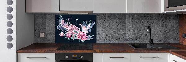Panel para cocina Grullas y peonías