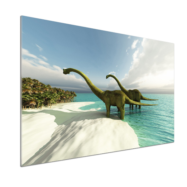 Salpicadero de cocina Dinosaurios en la playa