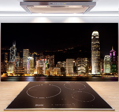 Salpicadero para cocina Hong Kong de noche