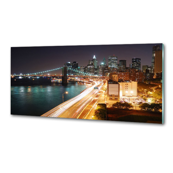 Panel de pared de cocina Nueva York de noche