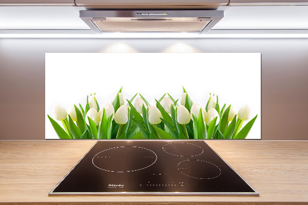 Panel de pared de cocina tulipanes blancos