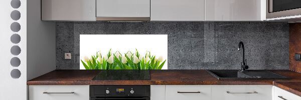 Panel de pared de cocina tulipanes blancos