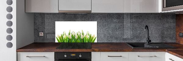 Panel de pared de cocina tulipanes blancos