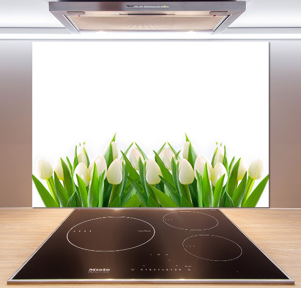 Panel de pared de cocina tulipanes blancos