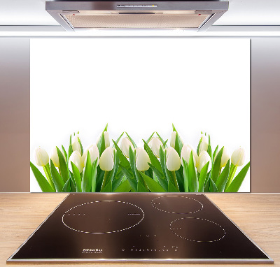 Panel de pared de cocina tulipanes blancos