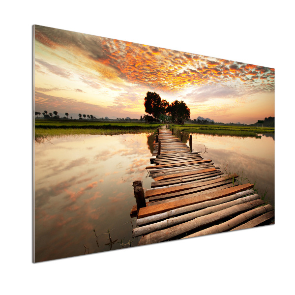 Salpicadero de cocina Puente de madera