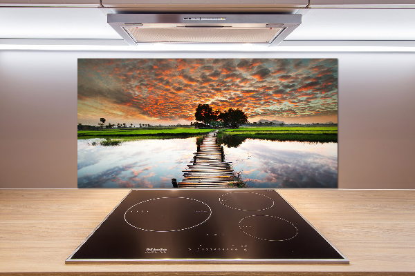 Salpicadero de cocina Puente de madera