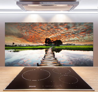 Salpicadero de cocina Puente de madera