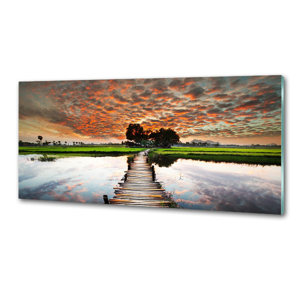 Salpicadero de cocina Puente de madera