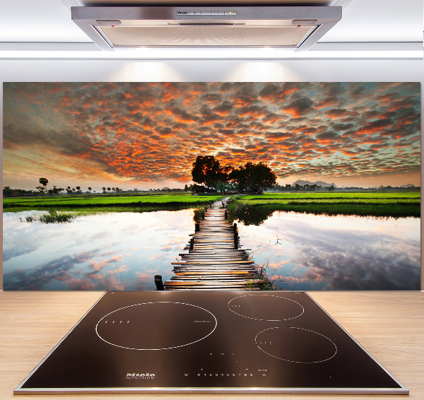 Salpicadero de cocina Puente de madera