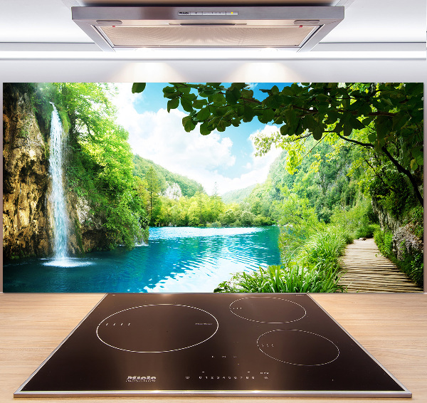 Panel de pared de cocina Cascada en el bosque