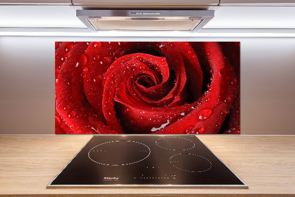 Panel para cocina Gotas sobre una rosa