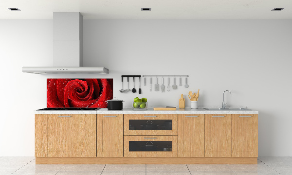 Panel para cocina Gotas sobre una rosa