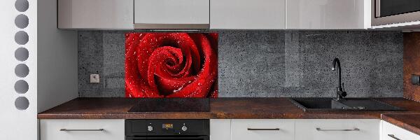 Panel para cocina Gotas sobre una rosa