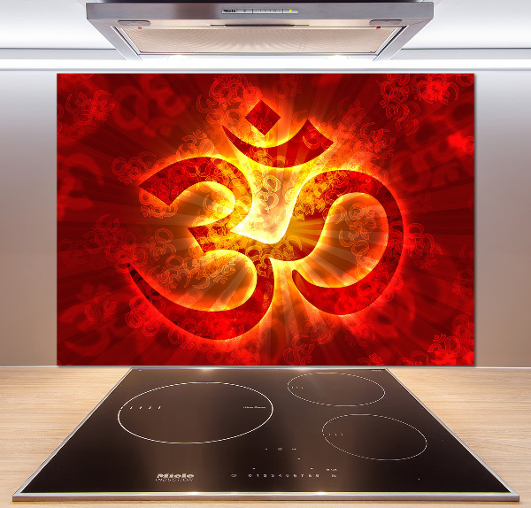 Panel de pared de cocina Signo de Om ardiente