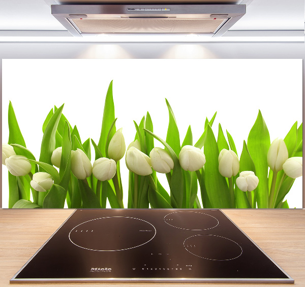 Panel para cocina tulipanes blancos