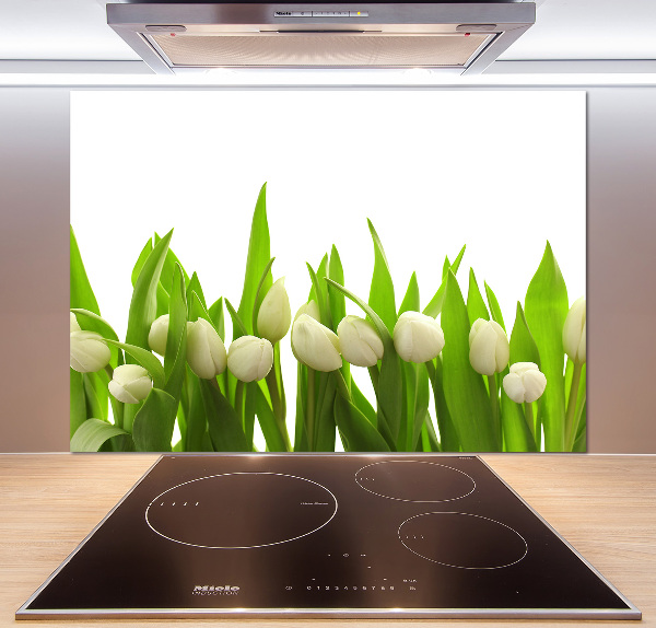 Panel para cocina tulipanes blancos