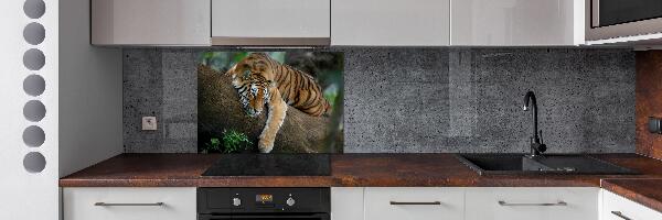 Panel para cocina Tigre en un árbol