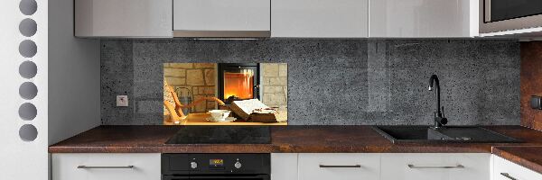 Panel szklany do kuchni Kominek