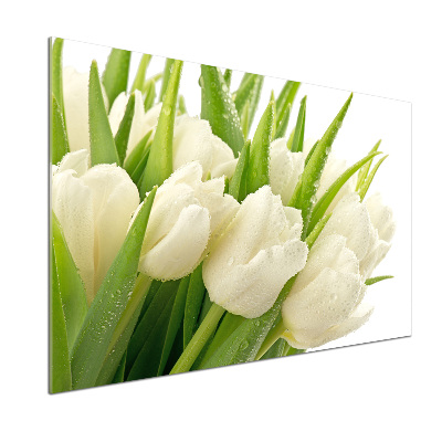 Panel de pared de cocina tulipanes blancos